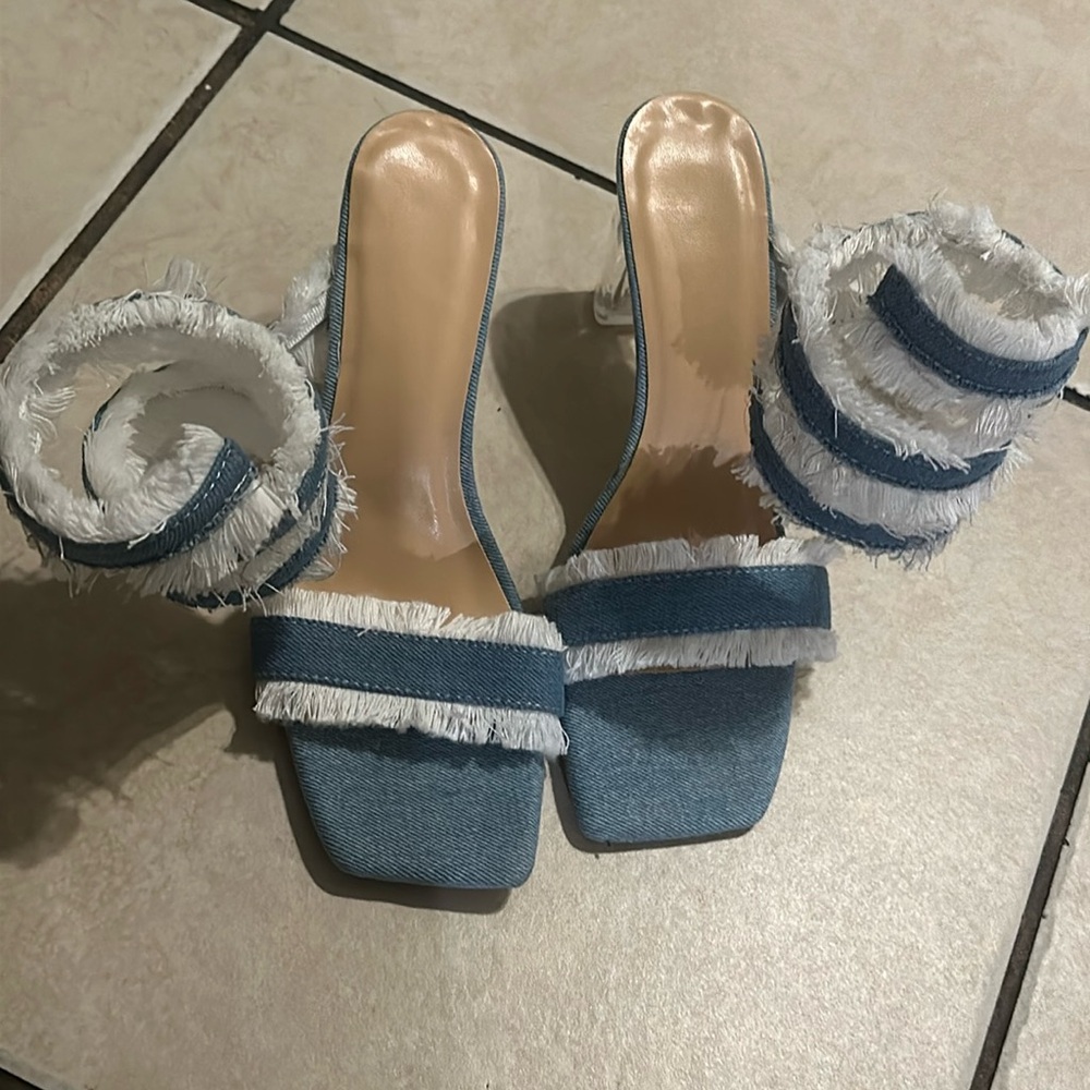 Denim heels
